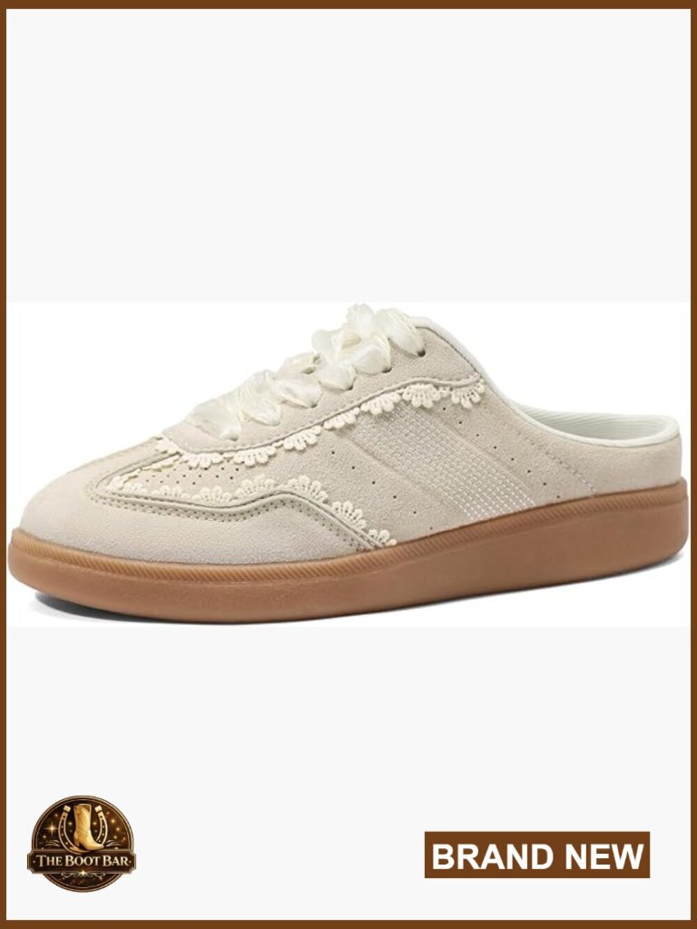 Women's Slip-On Backless Sneaker Mules Lace-Up Retro Organza Ribbon Casual Shoes